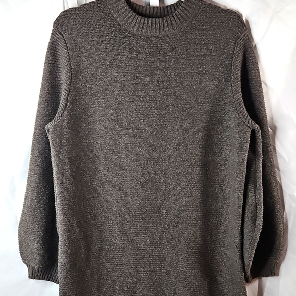 Prologue Gray Knit Ballon Sleeve Crewneck Sweater Dress Size Medium NWT - Picture 2 of 8